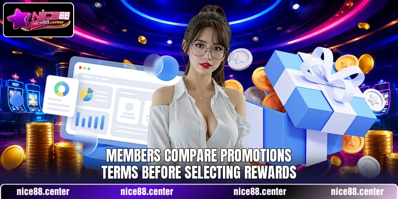 Members compare promotions terms before selecting rewards Members compare promotions terms before selecting rewards
