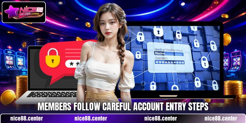 Members follow careful account entry steps