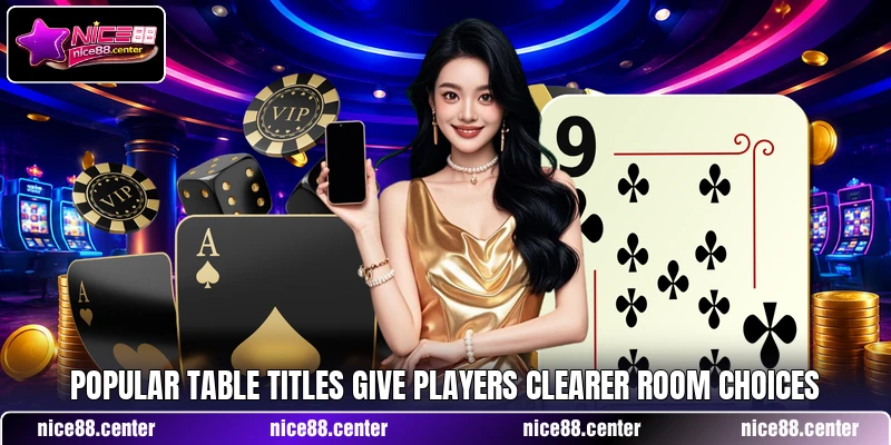 Popular table titles give players clearer room choices Popular table titles give players clearer room choices
